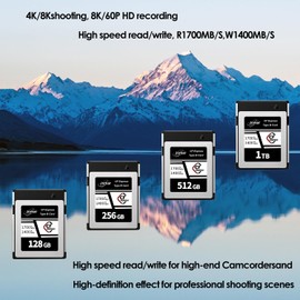 Jorkar 512GB CFexpress Type B Memory Card, High-Speed Up to 1700MB/s, RAW 8K 4K Photo & Video, for Cameras Camcorders Nikon Z6/Z7/Z8/D6, Canon EOS-1DXMark III/EOS-R5, Panasonic S1/S1R, DJI Ronin 4D