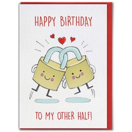 Brainbox Candy - Cute Birthday - 'To My Other Half!' - Birthday Cards For Him Her Boyfriend Girlfriend Husband Wife Partner