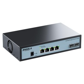 SODOLA 6 Port 10G Easy Web Managed Switch,4X 10G RJ45 + 2X 10G SFP+ Ports - Link Aggregation, QoS,VLAN,IGMP, 10G Switch for Network Management