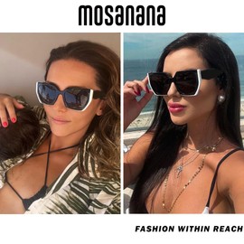 mosanana Square Cat Eye Sunglasses for Women Trendy White Creamy Cateye Rectangle Cool 90s Cute Funky Fashion 2022 Ladies 70s Retro Vintage Youth Chunky Baddie Stylish Sharp Pointed Unique 80s COCO