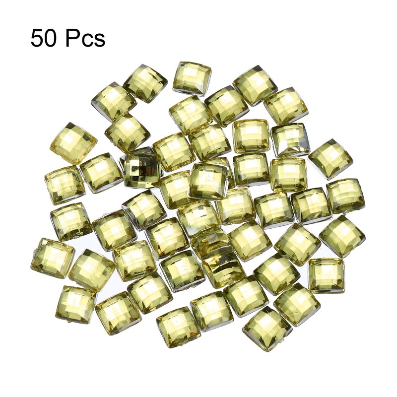 MECCANIXITY 50 Pcs 8mm Flat Back Acrylic Square Gems Rhinestones,