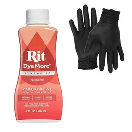 Dye – Rit Synthetic Liquid Fabric Dye for Crafting, Clothing, and Décor – 7 oz. Bottle – with Artisx Nitrile Gloves Included (Racing Red)