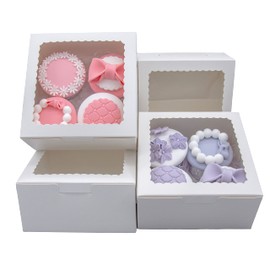 Capkyke 50pcs 6x6x3 Inch White Cupcake Boxes with Window - Ideal for Various Sweets and Desserts, Including Cookies, Macarons, Pastry, Donuts, Muffins, and Chocolate Covered Strawberries