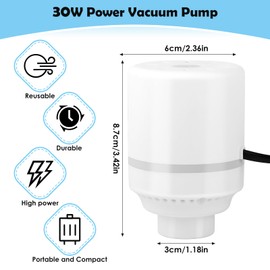 JOPHEK Elektrische Luftpumpe für Vakuumbeutel, Vakuumbeutel Elektrische Luftpumpe 30W Tragbare Vakuumpumpe Saugluftpumpe, Vakuumpumpe für Vakuumbeutel für Kleidung, Decken, Kissen