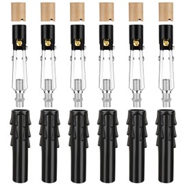 Helunsi 6 Sets E12 Chandelier Socket, Candelabra Socket Replacement, Adjustable Height Chandelier Light Socket with Black Candle Sleeves Cover & Cardboard Insulators, Repair Candelabra Lamp Base Parts