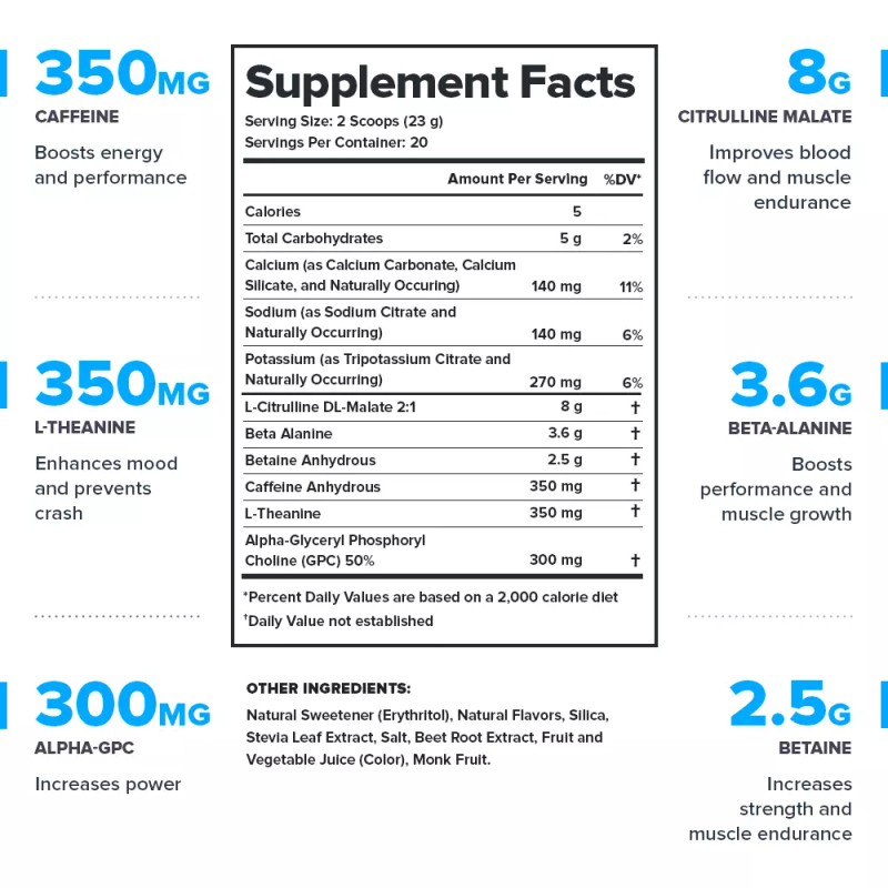 Legion Pulse Pre Workout with Caffeine, Strawberry Margarita, 20 Servings