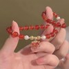 Dtexhif Fall Maple Leaf Bracelet for Women Crystal Beaded Maple