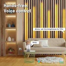 Lichaser 6 Rolls 9.84ft WiFi Flexible COB LED Lights for Wood Slat Wall Panels in Parallel, Acoustic Panel LED Strip Compatible with Alexa, 3000K Dimmable Strip for Acoustic Panels, Shelves Lighting