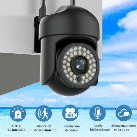 2pcs Cámara De Seguridad Exterior Wifi Foco Hd Visión Alarma Color Negro Dheot IP