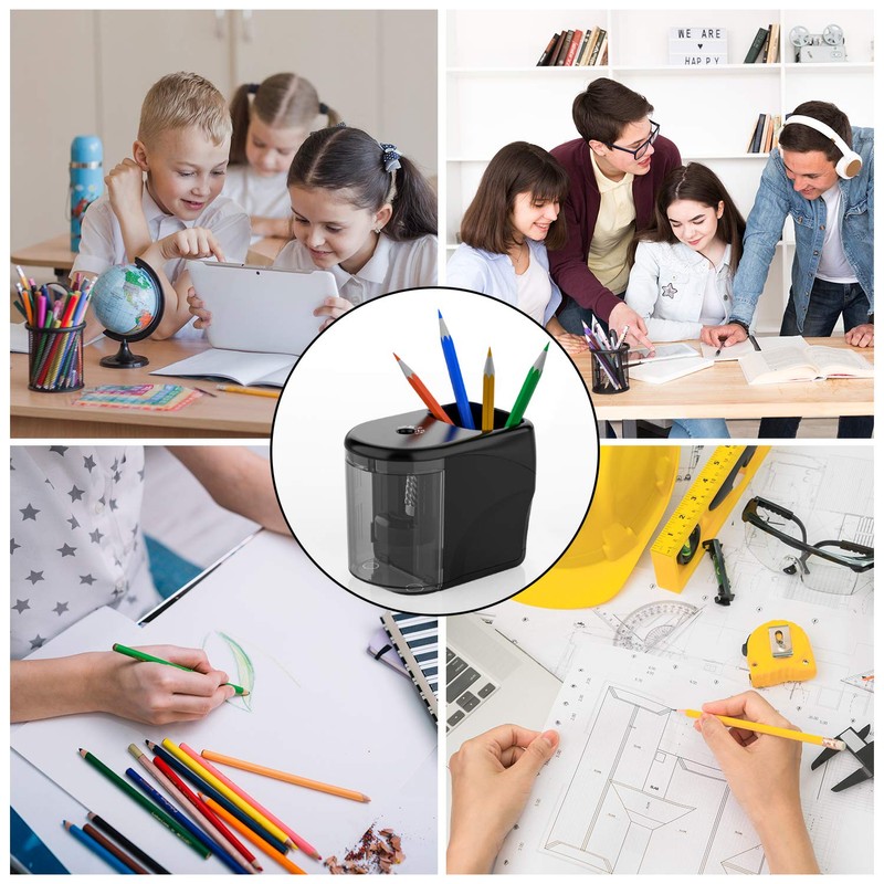 Electric Pencil Sharpener Heavy-Duty Helical Blade Sharpener with Adapter/Battery Operated