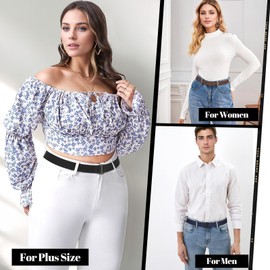 JASGOOD 6 Pack Invisible Women Stretch Belt No Show Elastic Web Strap Belt with Flat Buckle for Jeans Pants Dresses