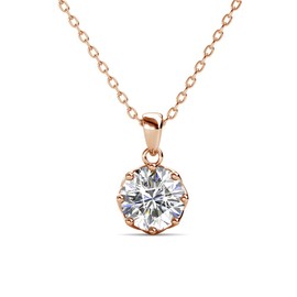 Cate & Chloe Eden Solitaire Pendant Necklace, Women's 18k Yellow Gold Plated Necklace with a Large Sparkling Solitaire Round Cut Crystal
