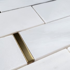 Tile Generation NBG-5 2x4 Subway Tile White and Gold Metal Stainless Steel Polished Marble Tile (1 Sheet)