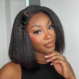 10 Inch Straight Glueless Wigs 5 Inch Lace Human Hair PreCut/Plucked Undetectable HD Lace Wig Ready to Go Lace Bob Wig Straight 150 Density Natural Black Colour