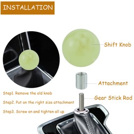 Temzzer Gear Shifter Knob Luminous Ball Transmission Shift Lever Head Resin for Most Manual Automatic Vehicles (Beige)