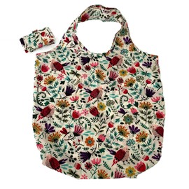 Large Novelty Themed Reusable Eco Roll Up Foldaway Shopping Beach Bag Pouch 60cm x 40cm (Floral Melody)