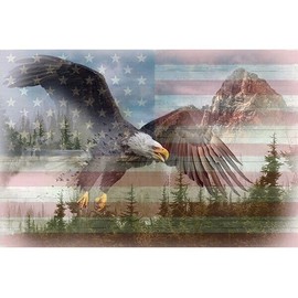 FlashPhoenix Quality Sewing Fabric – 29" X 44" Panel American Wild Flag Bald Eagle Patriotic 100% Cotton Fabric