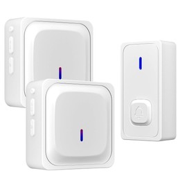 BN-LINK Wireless Doorbell with 2 Receivers, IP55 Waterproof 1000 Feet with 58 Chimes & LED Flash Adjustable Volume Wireless Door Bell, Perfect for Homes, Teachers Classroom Office (White)