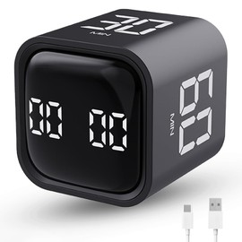 Productivity Timer Flip Gravity Sensor Cube Timer Countdown & Countup,Mute & Vibrate & Sound，5/10/30/60min & Custom Timing, Perfect for ADHD,Work,Learning,Kitchen Cooking