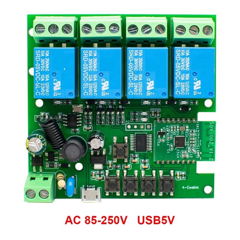 Aswalling WiFi Switch AC 85-250V Smart Switch 4 Channels WiFi
