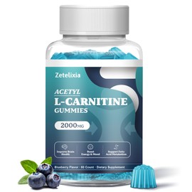 Zetelixia Acetyl L-Carnitine Gummies 2000mg, L Carnitine Supplement with Vitamin B12 & C, ALCAR for Energy, Brain & Mood Support, Fatty Acid Metabolism, Vegan, Gluten-Free, Blueberry, 60 Count