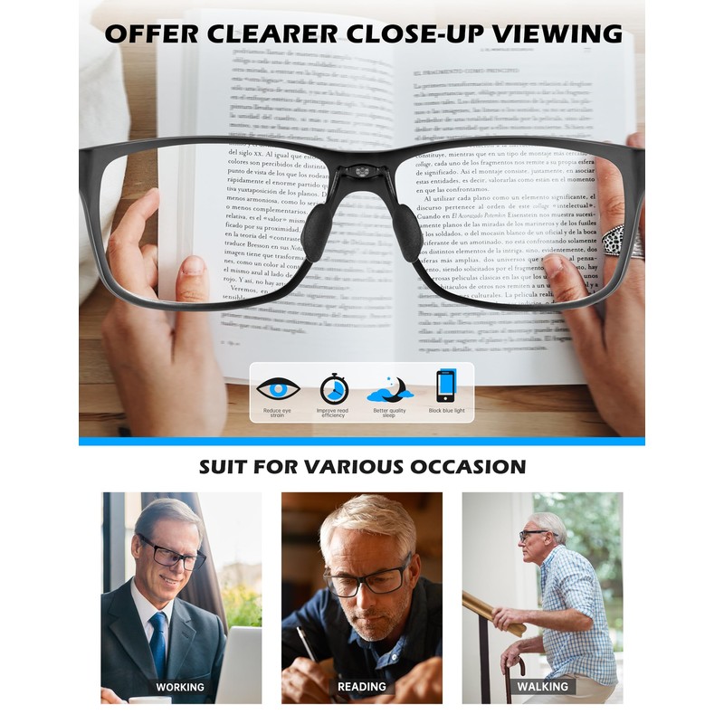 ANYLUV Reading Glasses Men Women Blue Light Blocking, Premium Mens