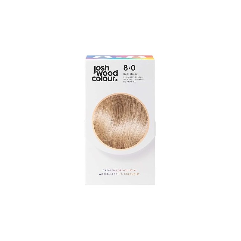 Josh Wood Colour Permanent Hair Dye, 8.0 Dark Blonde, Ammonia-Free,
