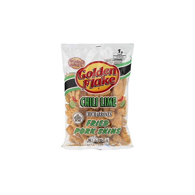 Golden Flake Pork Skins, Chili Lime, 3 oz Bags (Pack