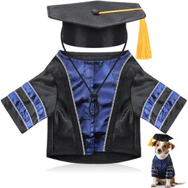 Geyoga Dog Cat Graduation Cap and Gown Set 2025 Washable Dog Costume Puppy Black Graduation Hat with Tassel Pet Holiday Party Costume Accessory(L)