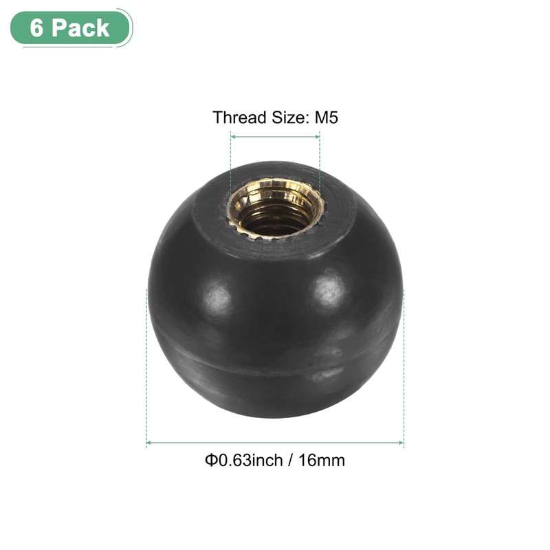 M METERXITY 6-Pack Threaded Ball Knobs, M5 Female Thread 16mm