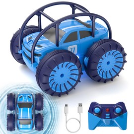 zingzoom Amphibious Remote Control Car, Rechargeable Direct Charging RC Cars 360° Flip Waterproof RC Stunt Car 2.4Ghz 15KM/H 4WD All Terrain Car Toy Xmas Gift for Boys and Girls