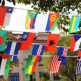 200 Countries International Bunting Pennant Banner World Flags String Flags Banner Small Hanging National Flags for Garden, Bar, Restaurant, Sports Events, Party Decoration Indoor Outdoor 21 * 14CM