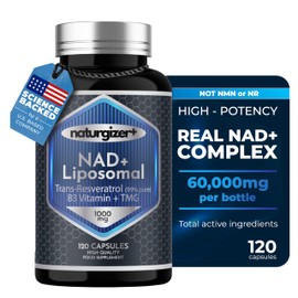 Suplemento liposomal NAD+ con resveratrol, vitamina B3 y TMG | Fórmula real NAD Plus, no NMN o NR | Potente 4 en 1 saludable envejecimiento y apoyo de