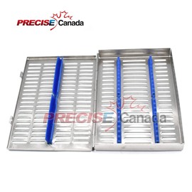 Precise Canada Premium Dental Sterilization Cassette, Autoclave Tray, Rack, Box with Lock, 20-Instruments 'Blue' German Grade Stainless