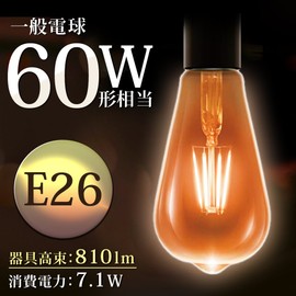 【節電対策】 アイリスオーヤマ LED電球 フィラメント 口金直径26mm 60W形相当 キャンドル色 全配光タイプ ST形 レトロ風琥珀調ガラス製 LDF7C-G-FK