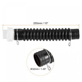 sourcing map Flexible Drain Hose, 32mm OD 255mm Length Kitchen Bathroom Sink Extension Pipe Black