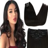 VeSunny Brown Clip in Hair Extensions Human Hair #2 Darkest