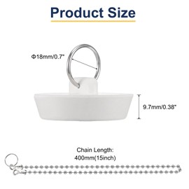 sourcing map 4Pcs Rubber Drain Stopper with Chain and Hanging Ring, Bathtub Drain Plug Fits 2 Inch, Rubber Sink Stopper Drain Plug for Bathtub, Kitchen and Bathroom, White