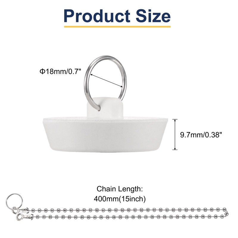 sourcing map 4Pcs Rubber Drain Stopper with Chain and Hanging