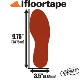 ifloortape 9.5" Red Footprints for 5S Lean Organization Floor Marking,Industrial Adhesive with Removable Liner,Ideal for Warehouse, Factory & Office - 6 Pcs (3 Pairs)