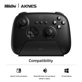 8Bitdo Ultimate Bluetooth Switch Pro Controller with Charging Dock, Wireless Gamepad with Hall Effect Sensor Joystick for Switch/Windows,Remote Motion Control/Vibration/Turbo - Black