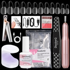 Major Dijit Gel X Starter Kit - With Nail Cutter, 4-in-1 Gel (0.5 oz), 500 Oval Tips (M), UV Lamp & Accessories for Nail Extensions & Nail Art