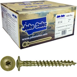 Jake Sales #14 x 2 Construction Lag Screw Exterior Coated Torx/Star Drive Heavy Duty Structural Lag Screw Far Superior to Common Lag Screws (Full Box -1400 Screw Count) Modified Truss Washer Head