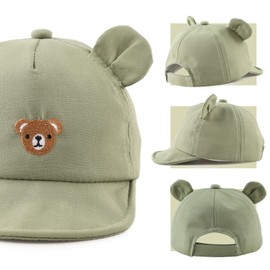 MniJiza Baby Bear Hat Kids Girls Boys Sun Hat Spring Summer Sun Hat, olive