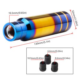 WENJTP Aluminum Weighted Shift knobs, Universal Burnt Blue Long Shift knob Automatic Manual Vehicles Lever Cover Head Shift Knobs 5 Inch with 3 Threaded Adapters M8 M10 M12 x 1.25 HTRACING (Gold Blue)