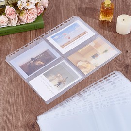UNICRAFTALE Pack of 12 A4 Transparent Postcard Sleeves Transparent Pockets Brochure Sleeves 4 Compartments Photo Page Protection for A4 Ring Binder Postcard Sleeves Transparent Refill Pages Photo