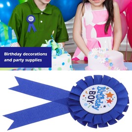 The Lord of the Tools 2PCS Blue Birthday Boy Rosette Badge Birthday Award Ribbon Badge Pin Brooch Decorations for Kids Boys Birthday Party Decoration Supplies 160x75mm