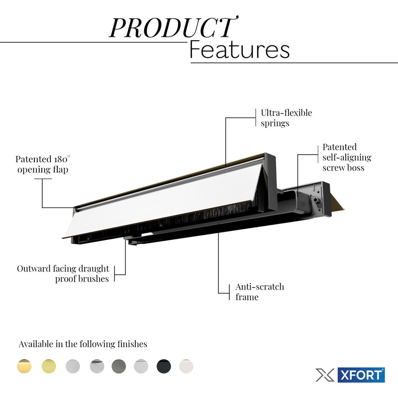 Xfort MailPlate Pro 12" Letterplate Matt Chrome, Premium Draught Proof