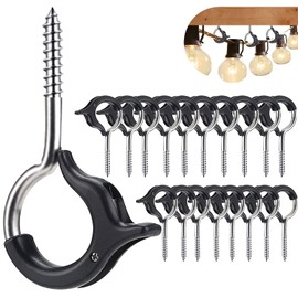 Andyrex Q-Hanger,Hooks for Outdoor String Lights,Christmas Lights Hanger Hooks,Easy Release Outdoor Wire & Light Hanger,Black 20 Pack