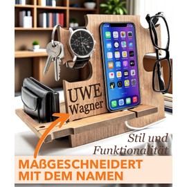 Docking Station Holz personalisiert – Geschenk zum Muttertag für Frauen – Organizer mit Gravur – Stilvolles & nützliches Geschenk für Mama – Personalisierte Geschenkidee modern & schön